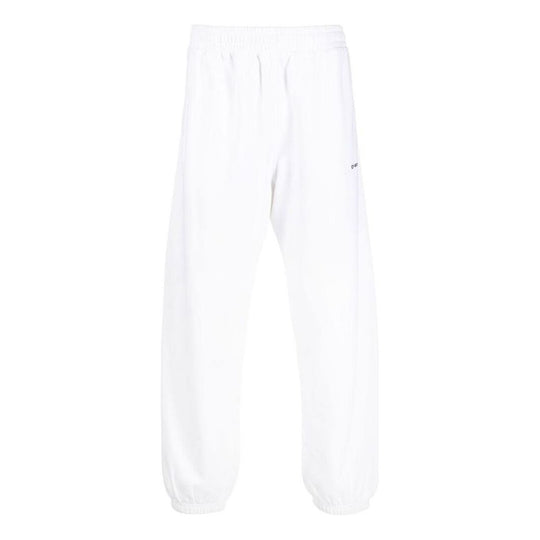 Men's Off-White FW22 Logo Printing Bundle Feet Sports Pants/Trousers/Joggers Version White OMCH029F22FLE0080110