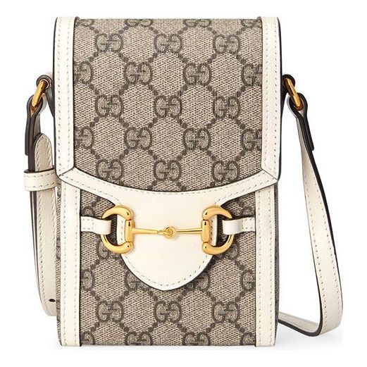 Gucci Horsebit 1955 Logo Canvas Phone Bag Box Shoulder Messenger Bag 'Mini Ebony White' 625615-92TCG-9761