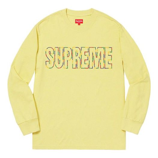 Supreme SS19 International LS Tee PaleYellow Logo Tee SUP-SS19-821