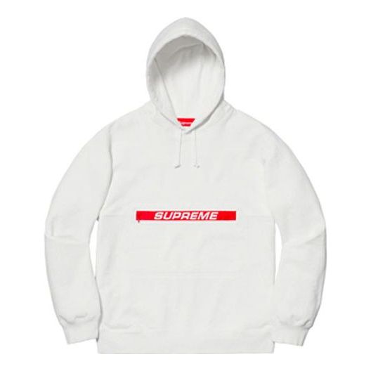 Supreme SS19 Zip Pouch Hooded Sweatshirt White Logo SUP-SS19-485