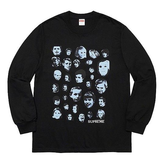 Supreme FW19 Week 1 Faces L/S Tee Human Face Printing Long Sleeves Unisex Black SUP-FW19-200