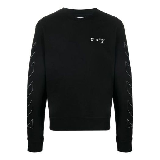 Off-White Diagonal Stripes Logo Pullover Men Black OMBA025F20FLE0011001