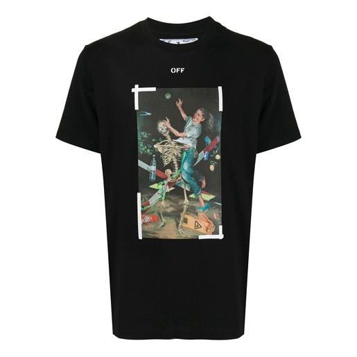 Off-White Painting Printing Short Sleeve Black OMAA027F20FAB0171001