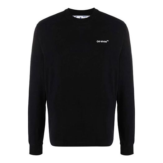 Men's Off-White SS22 Caravaggio Arrow Alphabet Long Sleeves Loose Fit Black T-Shirt OMAB064C99JER0031001