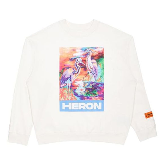 Men's HERON PRESTON Printing Round Neck Pullover White HMBA007S208960210188