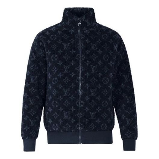 LOUIS VUITTON LV Monogram Jacquard Fleece Zip-Through Jacket Blue 1A8ECV