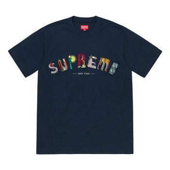 Supreme SS19 City Arc Tee Navy Embroidered logo Short Sleeve Unisex Navy Blue SUP-SS19-479