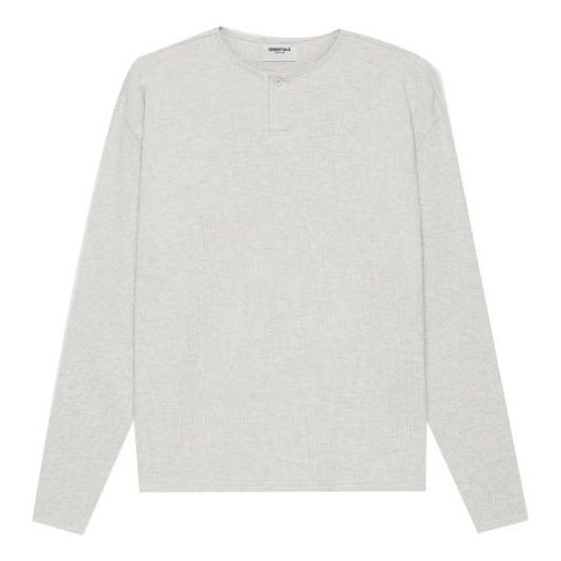 Fear of God Essentials SS21 Thermal Henley Long Sleeve Light Heather Oatmeal FOG-SS21-604