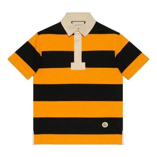 Gucci Striped Cotton Polo With Patch 'Yellow Black' 645251-XJC6F-7121