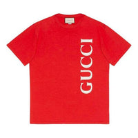 Men's Gucci Large Logo Printing Short Sleeve Red T-Shirt 565806-XJB2V-6068