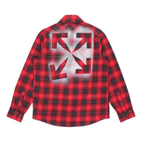 Off-White Arrow Printing Plaid Long Sleeves Shirt Red OMGA133E20FAB0012510