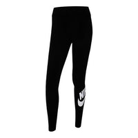 (WMNS) Nike Sportswear Essential High-Waisted Logo Leggings 'Black White' CZ8528-010