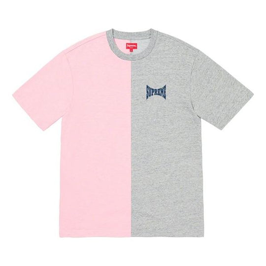 Supreme FW19 Week 9 Split S/S Top Colorblock Alphabet Printing Short Sleeve Unisex Gray SUP-FW19-883