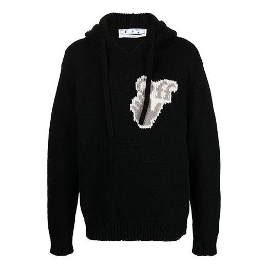 Off-White Knitted Hooded Sweatshirt 'Black' OMHA128F21KNI0011009