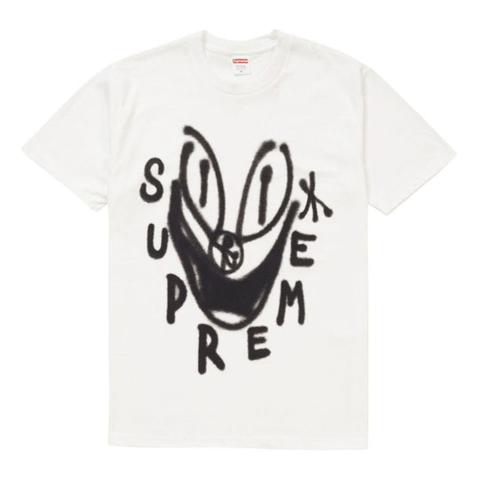 Supreme FW18 Smile Tee White Graffiti Smiling Face Printing Short Sleeve Unisex SUP-FW18-1207
