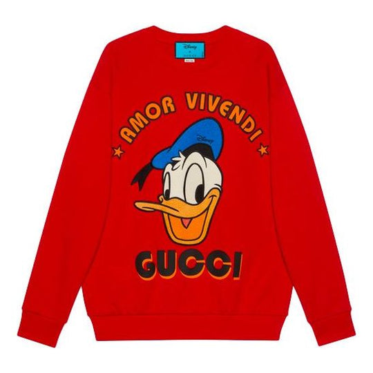 Gucci x Disney SS21 Donald Duck Printed Cotton Sweatshirt For Men Red 617964-XJDC1-6429