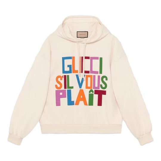 Gucci Felted cotton Hooded sweatshirt with patch 'Ivory' 721427-XJFFW-9162