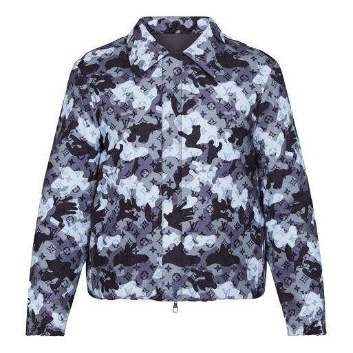 LOUIS VUITTON LV Camouflage Double-Sided Trainer Jacket For Men Blue 1A7X4