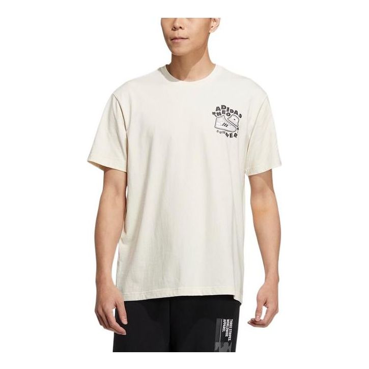 adidas neo SS22 Shoe Alphabet Printing Round Neck Short Sleeve Couple Style Beige HS8851