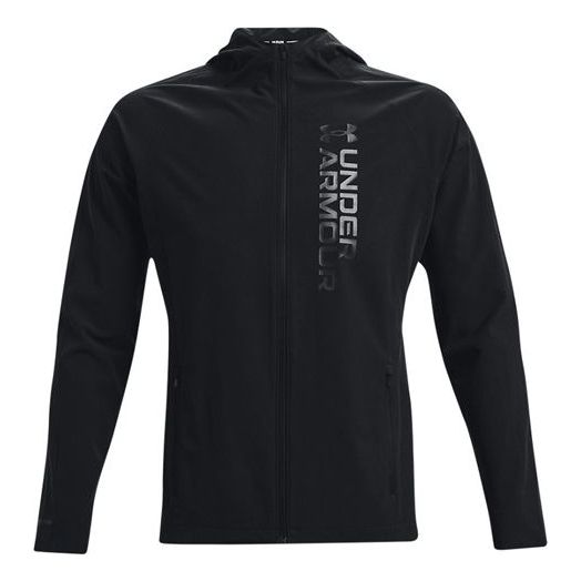 Men's Under Armour Out The Storm waterproof Light Woven Running Sports Hooded Jacket Black 1361502-001