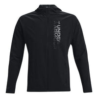 Men's Under Armour Out The Storm waterproof Light Woven Running Sports Hooded Jacket Black 1361502-001
