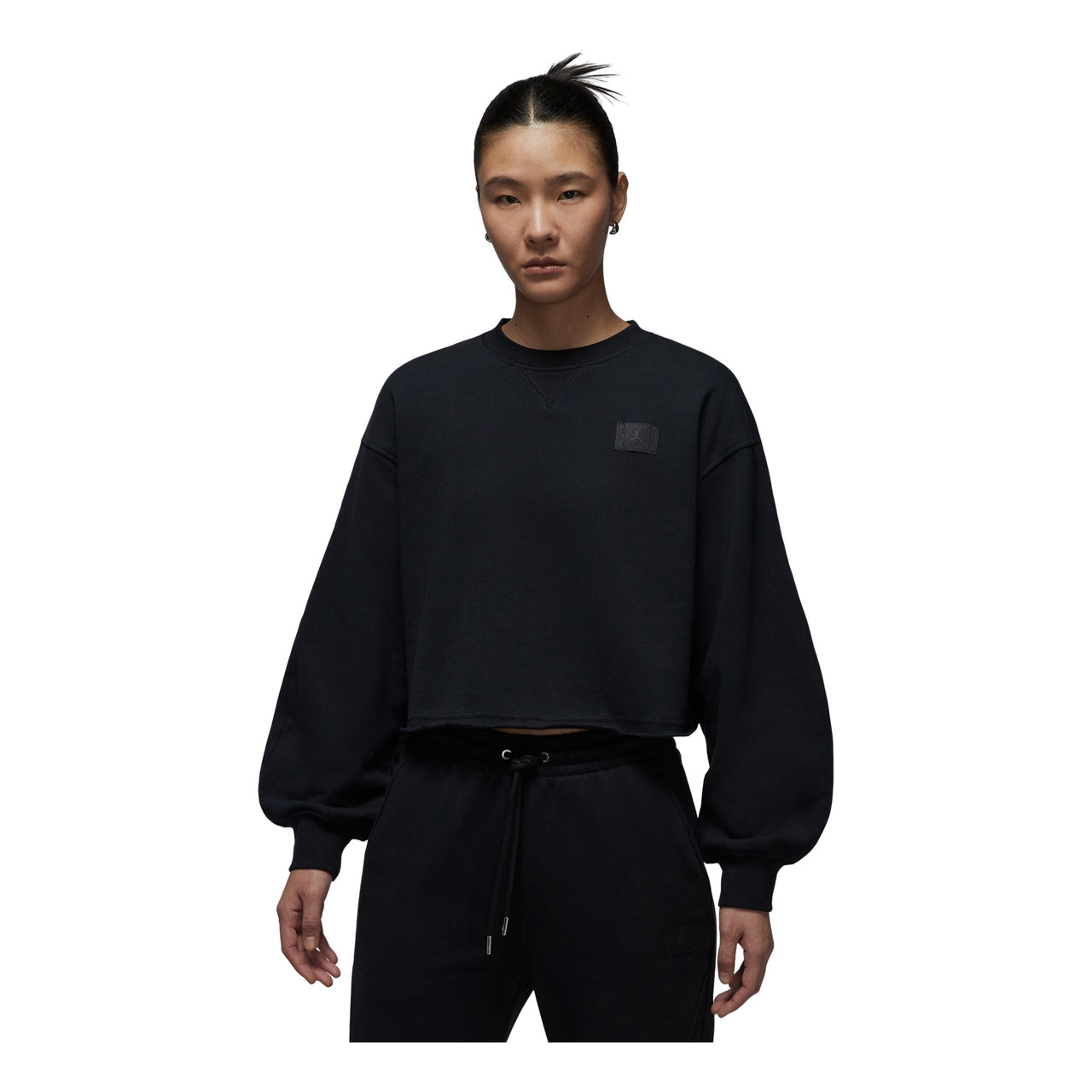 (WMNS) Air Jordan Flight Fleece Mid-Length Crew Neck Sweatshirt 'Black' IF1007-010