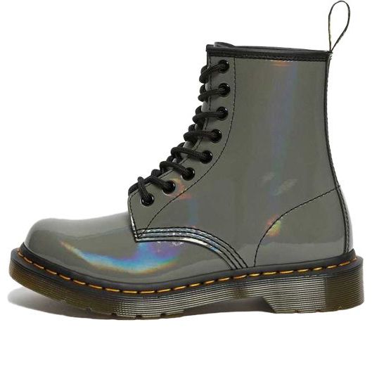 (WMNS) Dr. Martens 1460 Rainbow Patent Lace Up Boots 'Gunmetal' 26705029