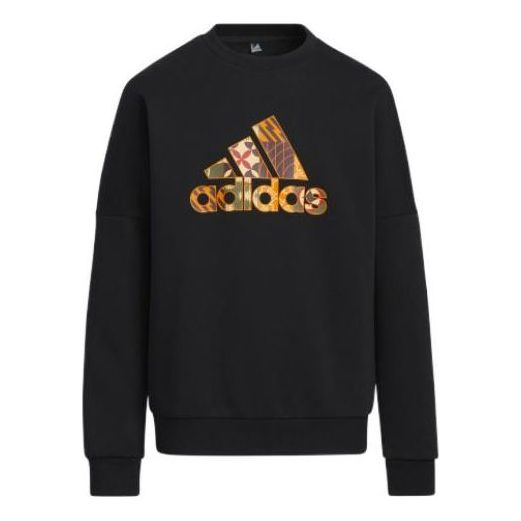 (GS) adidas Jk Cny Sp Crew Chest Logo Round Neck Long Sleeves Boy Black HC2728