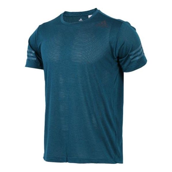 Men's adidas Solid Color Breathable Quick Dry Round Neck Short Sleeve Blue T-Shirt CE0862