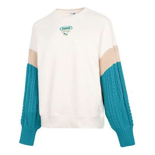 (WMNS) PUMA Colorblock Sweatshirt 'White' 537968-65