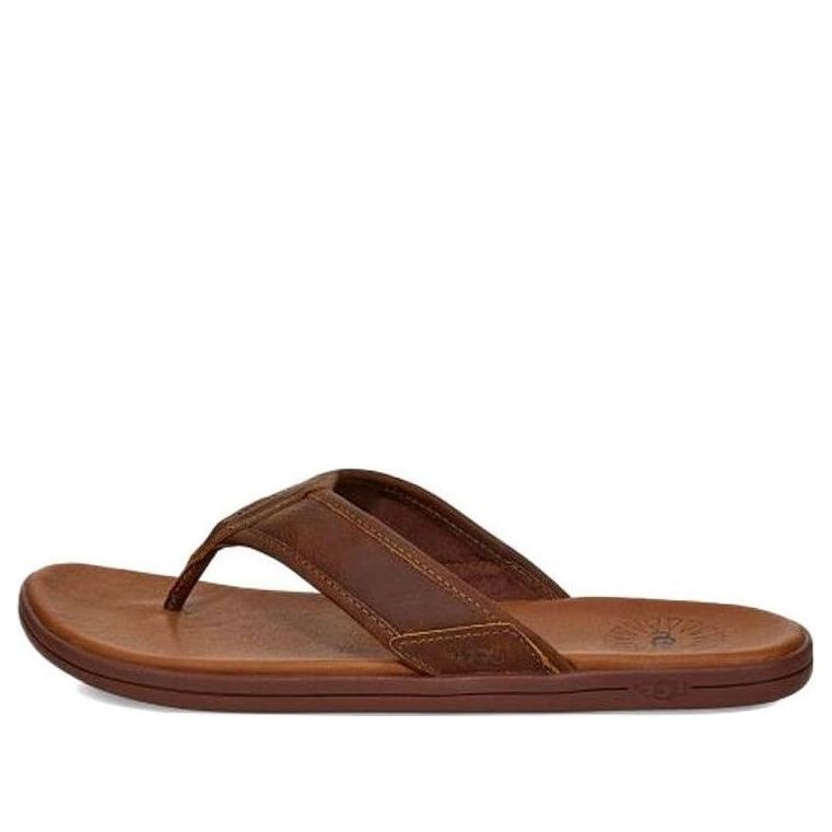 UGG Seaside Flip Leather Cowhide Slipper Coffee 1102690-LUG