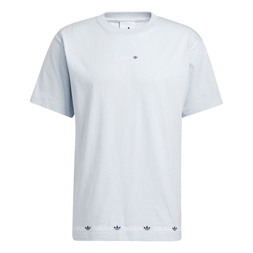 adidas originals Linear Repeat Logo Sports Round Neck Short Sleeve Blue GN7127