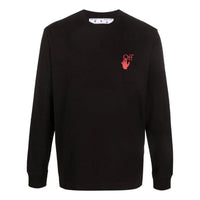 Men's Off-White SS22 Logo Arrow Printing Round Neck Pullover Long Sleeves Version Black OMAB064F21JER0121025
