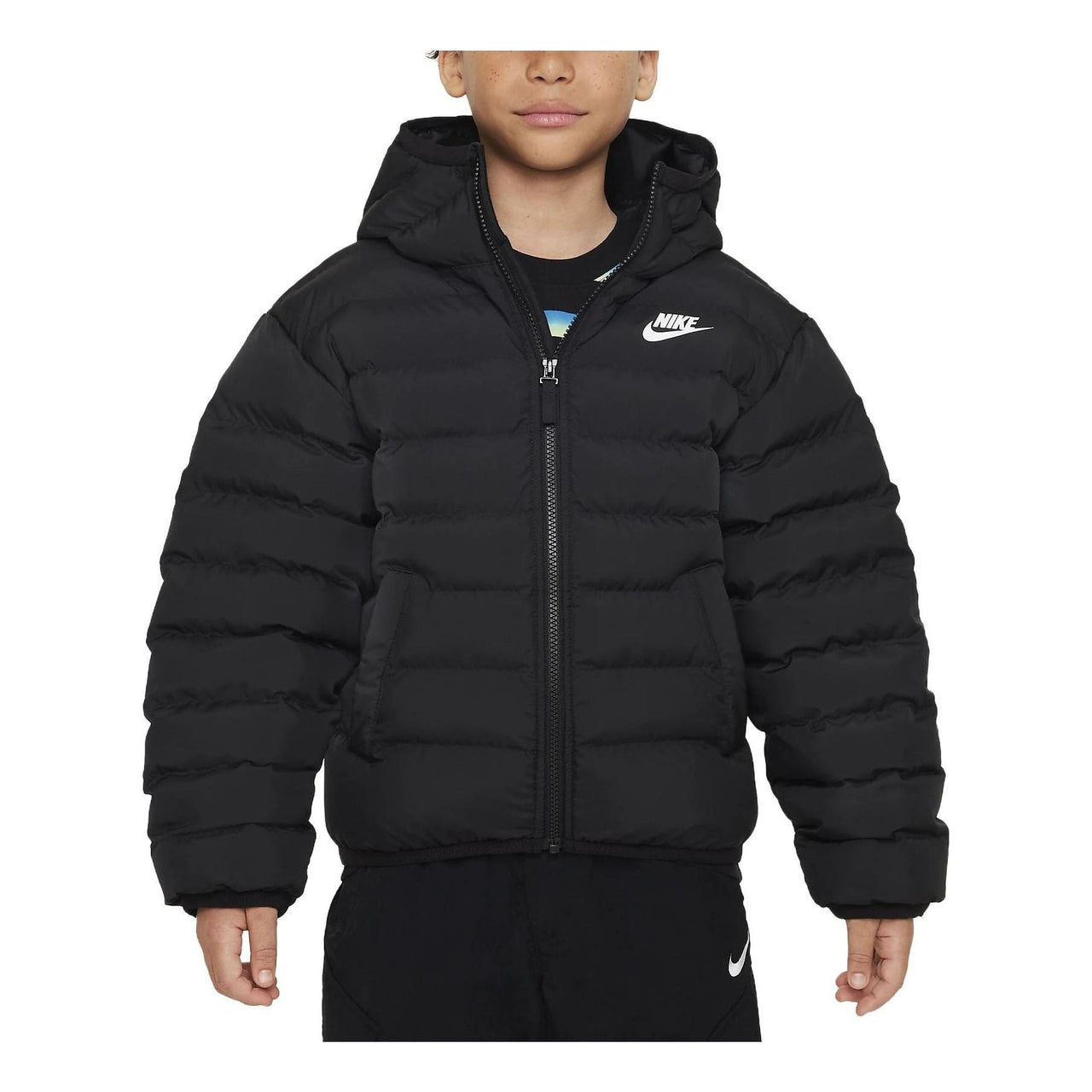 (GS) Nike Sportswear Lightweight Synthetic Fill Loose Hooded Jacket 'Black' FD2845-010