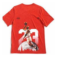 Air Jordan Distress Back Printing Flying Man Retro Short Sleeve Red AQ3735-687