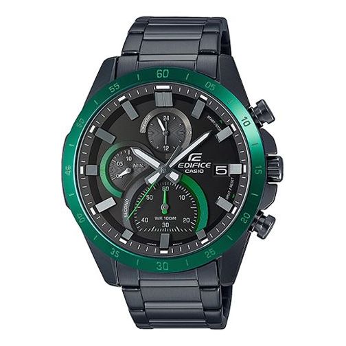 CASIO Waterproof EDIFICE Mens BlackGreen Analog EFR-571DC-1AV