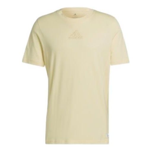adidas M Internal Tee Logo Solid Color Athleisure Casual Sports Round Neck Short Sleeve Yellow HJ9807