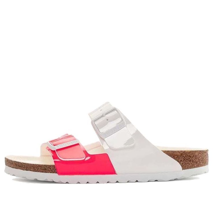 Birkenstock Arizona Split Birko-Flor Narrow Fit Sandals 'Patent Neon Pink White' 1024214