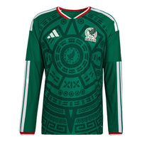 adidas Mexico 26 Home Authentic Long Sleeve Jersey Asia Sizing 'Bold Green' KA3998