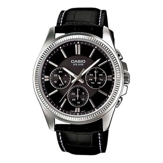 CASIO Waterproof Quartz Mens Black Analog MTP-1375L-1AVDF