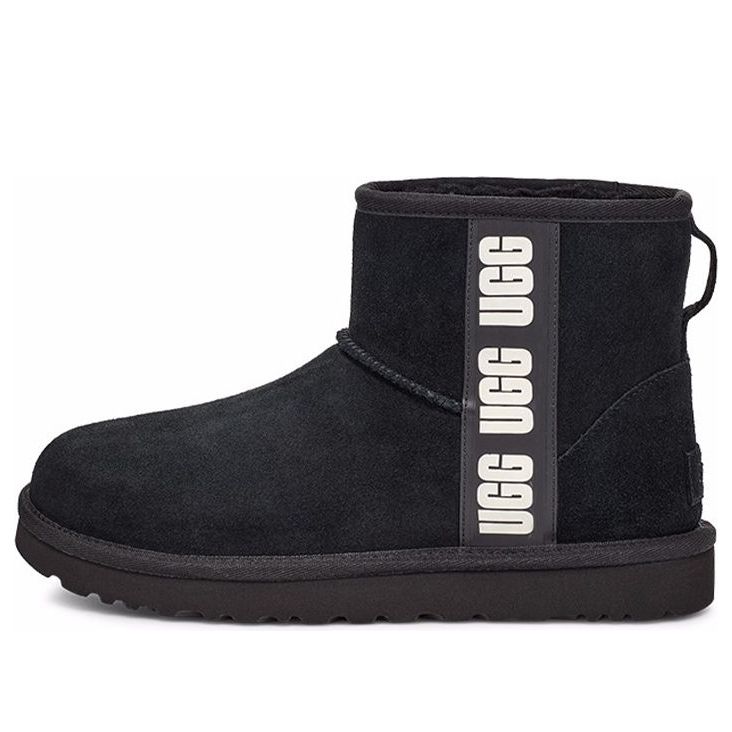 (WMNS) UGG Mini Side Logo 'Black White' 1122558-BWHT