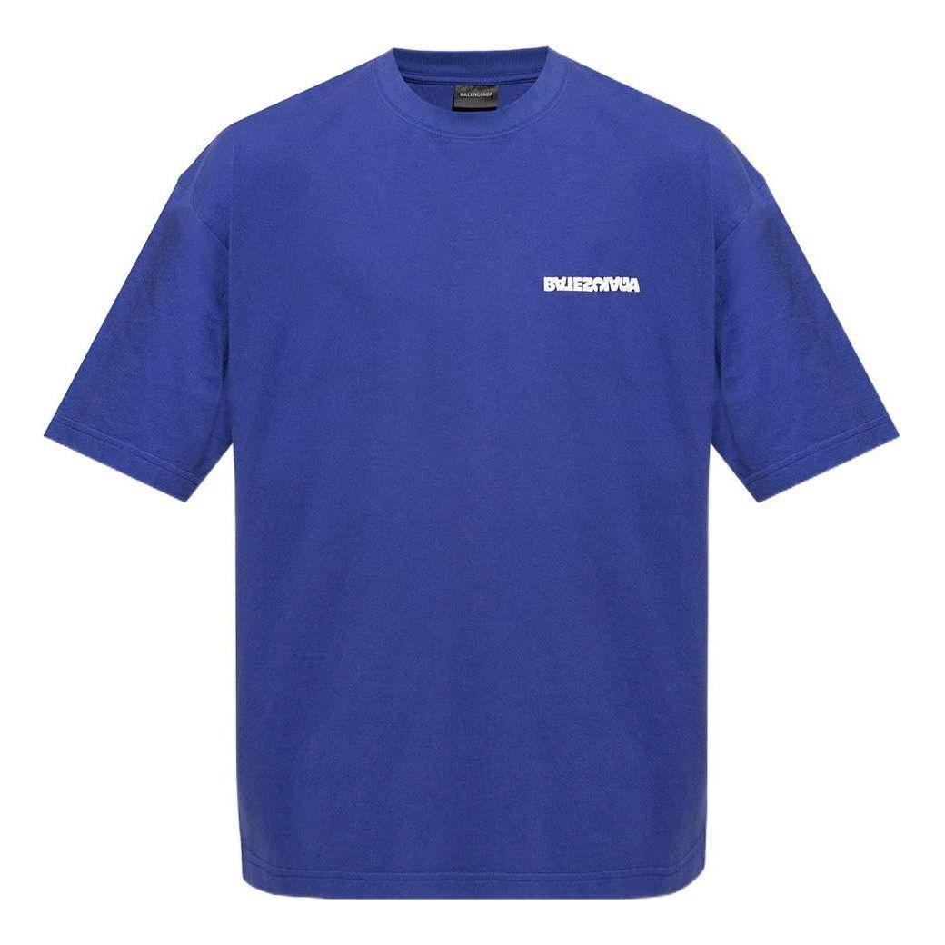 Balenciaga Logo T-Shirt Medium Fit 'Indigo' 612966TLVB34388