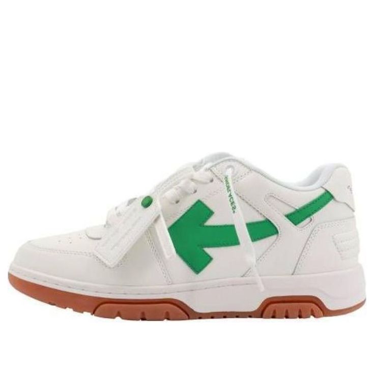 Off-White Out Of Office Leather Sneakers 'White Bright Green Rrick Red' OMIA189S24LEA0010155