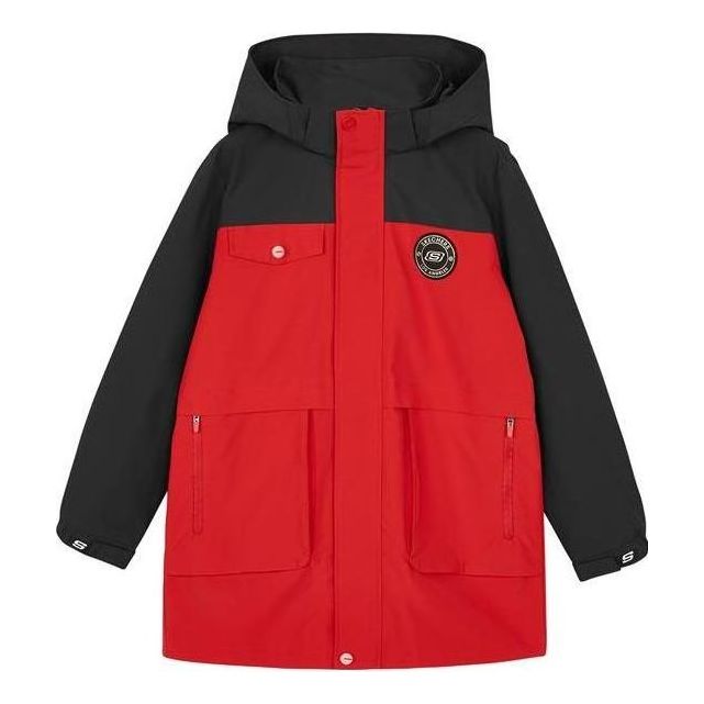 (GS) Skechers New Year Series Brand Logo Letter Print Hooded Jacket 'Red Black' L122B019