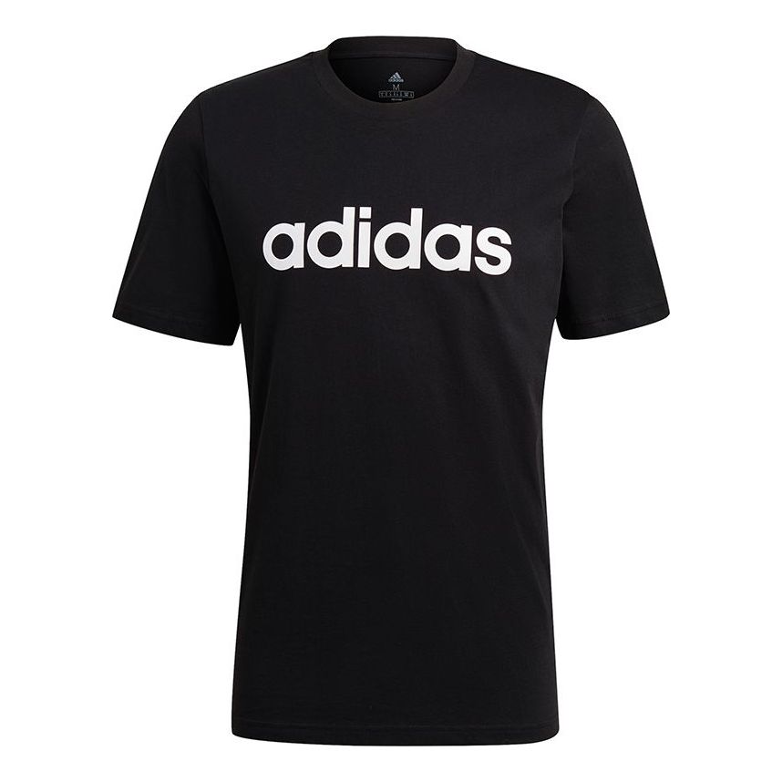 adidas M Lin Sj T Training Sports Printing Logo Round Neck Short Sleeve Black GL0057