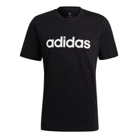 adidas M Lin Sj T Training Sports Printing Logo Round Neck Short Sleeve Black GL0057