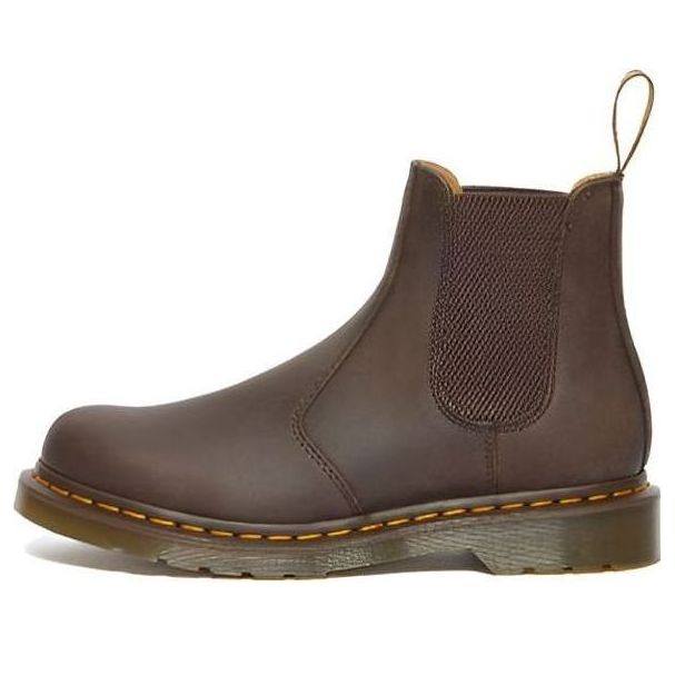 Dr. Martens 2976 Yellow Stitch Crazy Horse Leather Chelsea Boots 'Dark Brown' 27486201