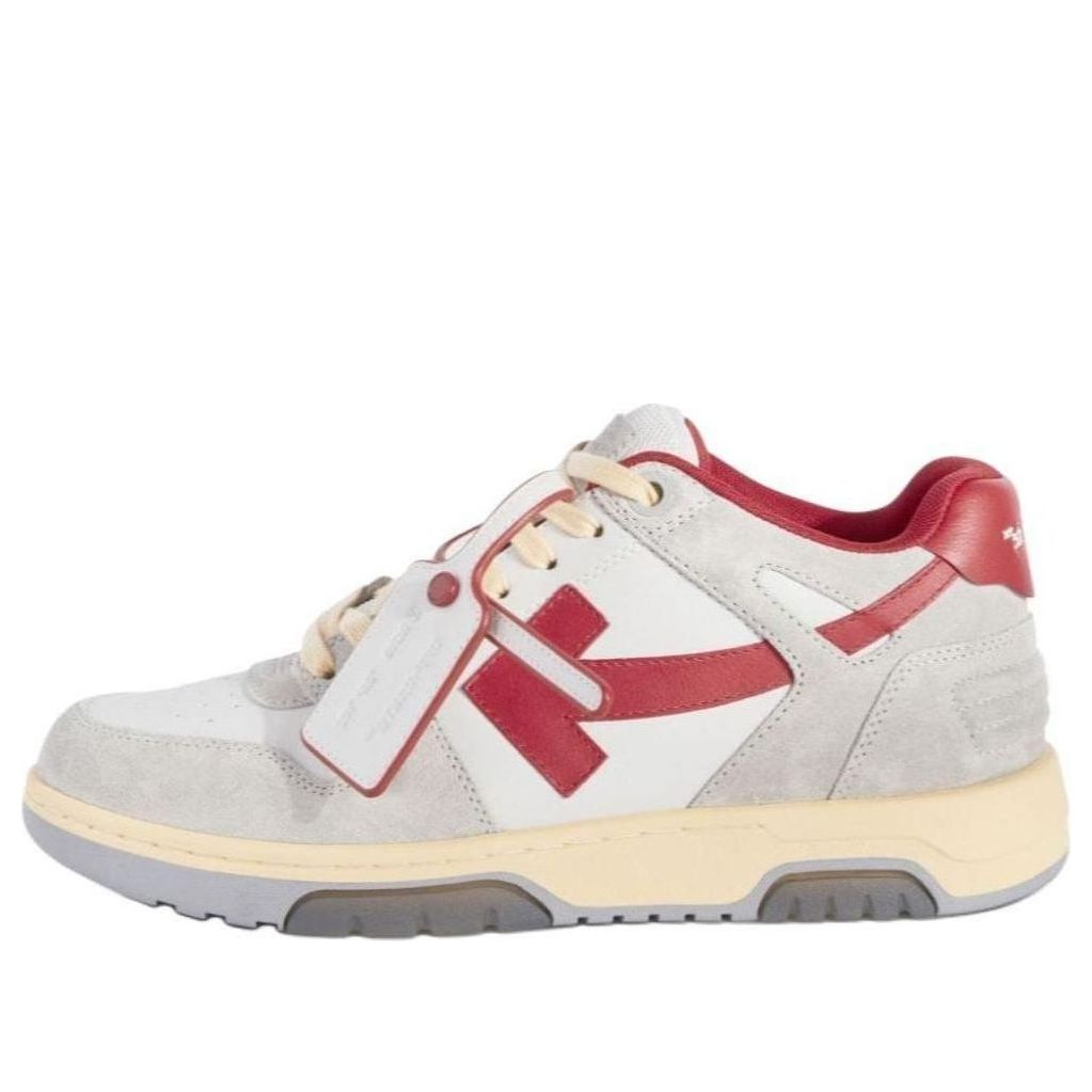 Off-White Out Of Office Leather Sneakers 'Grey White Red' OMIA189S24LEA0110525