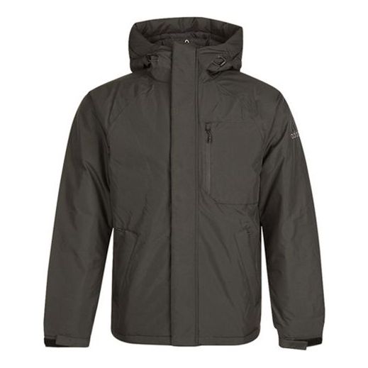 adidas Windproof Stay Warm hooded Outdoor Solid Color Sports Down Jacket Brown GF0102
