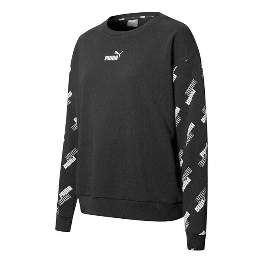 (WMNS) PUMA Power Aop Crew Sweater 'Black' 847695-01